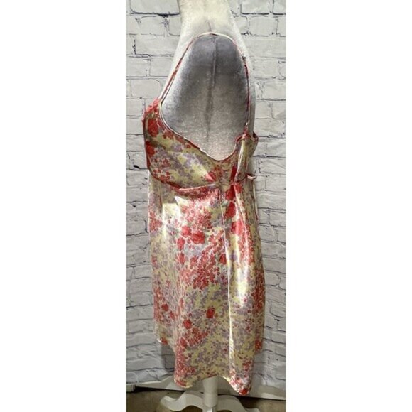 Adonna Vintage Satin Nightgown & Robe Pink Floral Silky Belted Size Large - Picture 4 of 16